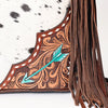 ADBGA390 American Darling Western Tooled Leather Fringe Hobo Bag with Cowhide and Turquoise Arrows