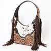 ADBGA391 American Darling Hair-On Cowhide Fringe Hobo Bag Hand Tooled Genuine Leather