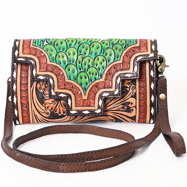 ADBGA393 American Darling Hand Tooled Floral Carved Genuine Leather Small Cross body Bag