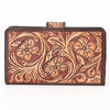 ADBGA397 American Darling Hand Tooled Floral Carved Genuine Leather Clutch Bag