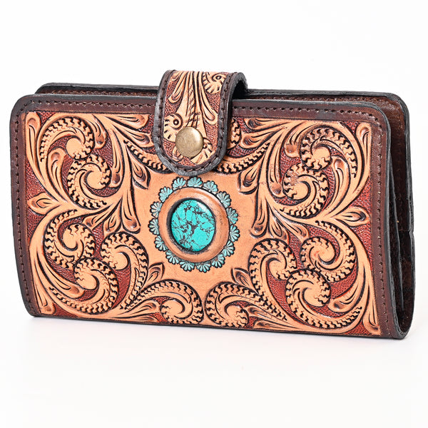 ADBGA397 American Darling Hand Tooled Floral Carved Genuine Leather Clutch Bag