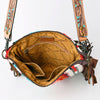 ADBG298 American Darling Large Cross body Bag - Hand Tooled Floral Leather & Woven Saddle Blanket Purse