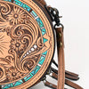 ADBG1188 American Darling Western Tooled Leather Canteen Bag Floral Carved Inlay