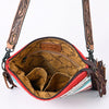 ADBGS192 Wool Large Crossbody Bag with Tooled Leather Strap and Fringe - Western Boho Purse