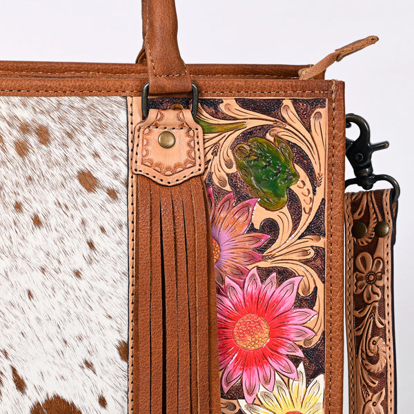 ADBG230 American Darling Western Tote Bag - Handcrafted Hair-On Cowhide & Hand-Tooled Leather