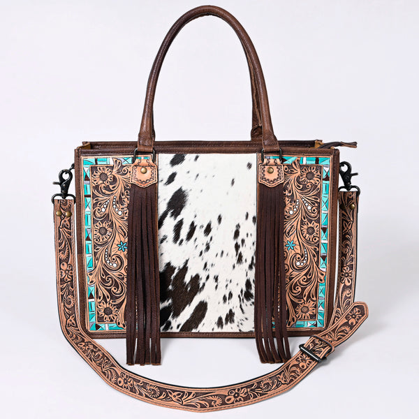 ADBG230 American Darling Western Tote Bag - Handcrafted Hair-On Cowhide & Hand-Tooled Leather