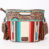 ADBGS146 Serape Wool & Turquoise Tooled Leather Crossbody - Fiesta Fringe Edition