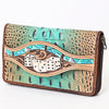 ADBG1190 American Darling Western Leather Wallet Bag Crocodile Embossed Hand Tooled