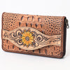 ADBG1190 American Darling Western Leather Wallet Bag Crocodile Embossed Hand Tooled