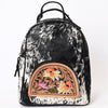 ADBGS156 Genuine Cowhide Leather Backpack with Hand-Tooled Floral Patch - Western Rodeo Style