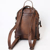 ADBGS156 Genuine Cowhide Leather Backpack with Hand-Tooled Floral Patch - Western Rodeo Style