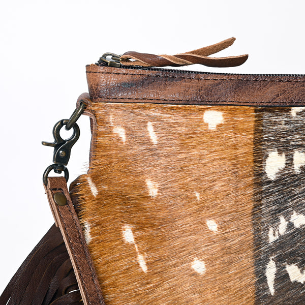 ADBG109 American Darling Hair-On Cowhide Leather Western Small Crossbody Bag with Fringes