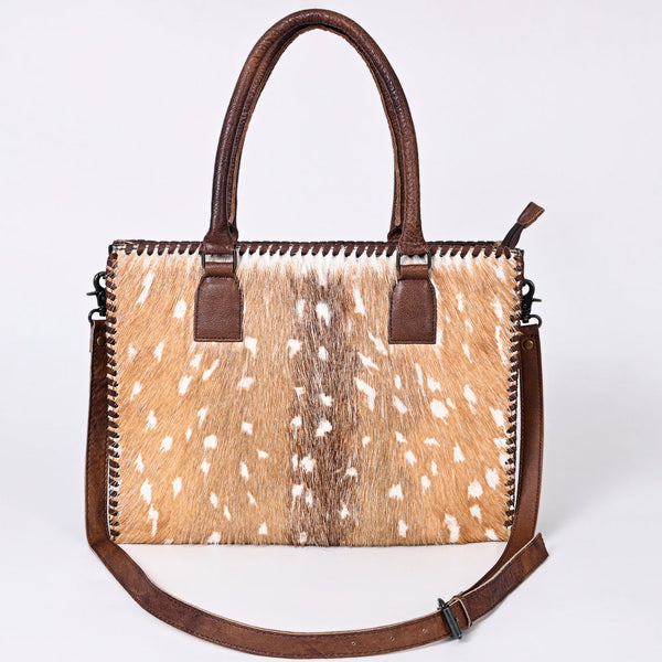 LC-ADBGS118 Western Tote Bag - Hair-On Leather with Whipstitch Trim & Detachable Strap