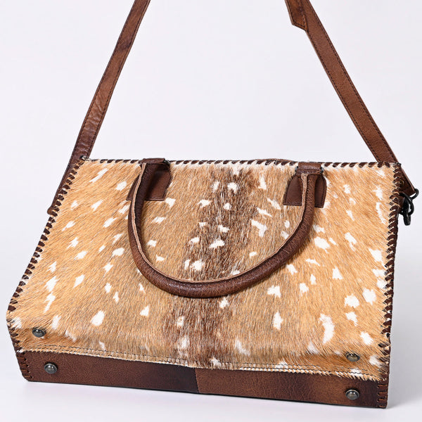 LC-ADBGS118 Western Tote Bag - Hair-On Leather with Whipstitch Trim & Detachable Strap