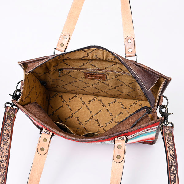 ADBG1033 American Darling Handwoven Saddle Blanket Tote Bag Western Genuine Leather Purse
