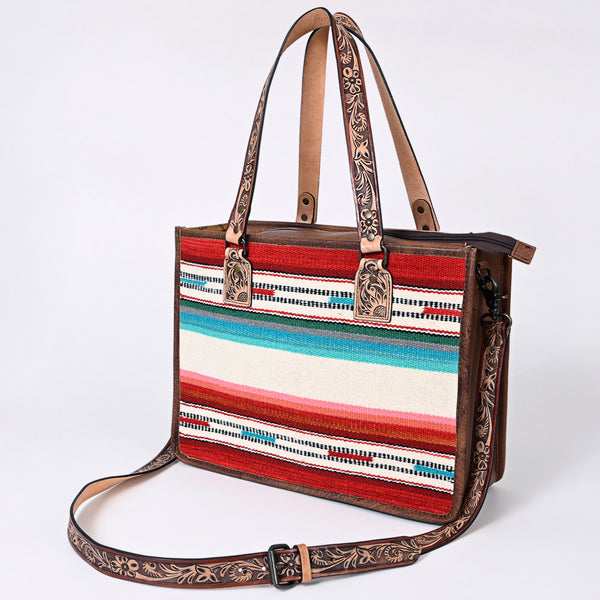 ADBG1033 American Darling Handwoven Saddle Blanket Tote Bag Western Genuine Leather Purse