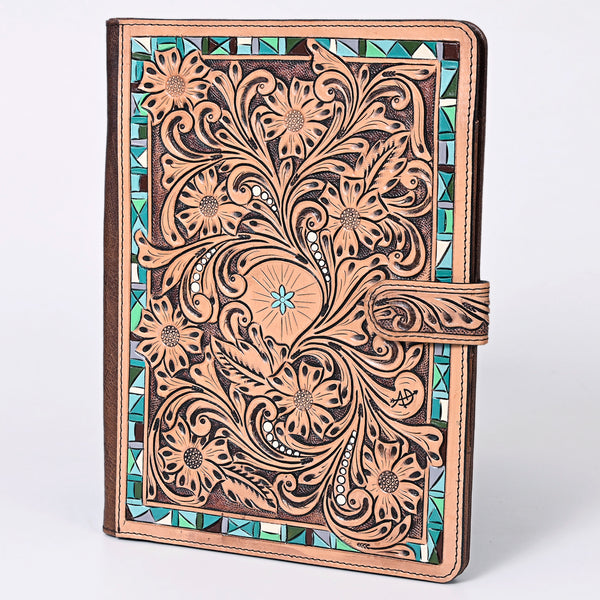 ADBG1040 American Darling Hand-Tooled Floral Genuine Leather Western Portfolio Bag