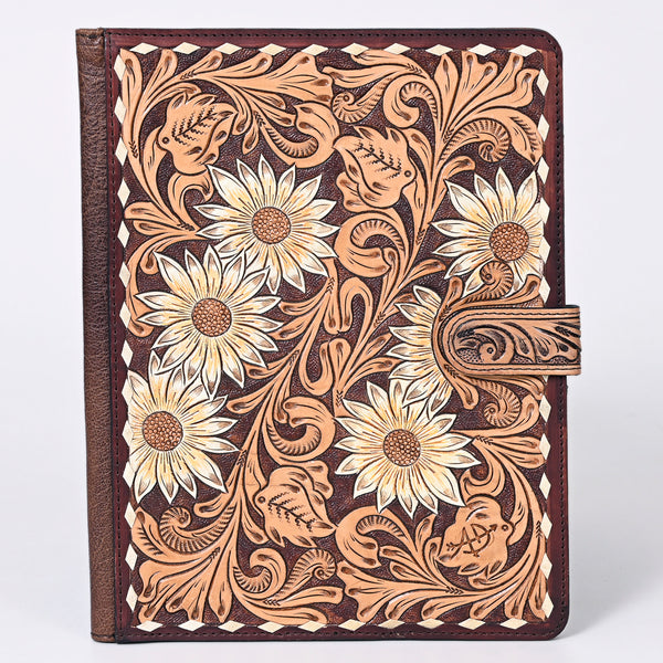 ADBG1040 American Darling Hand-Tooled Floral Genuine Leather Western Portfolio Bag