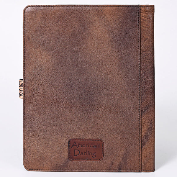 ADBG1040 American Darling Hand-Tooled Floral Genuine Leather Western Portfolio Bag