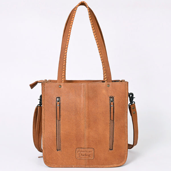 ADBG1086 American Darling Hair-on Cowhide Tote Bag with Hand-Tooled Leather and Fringes