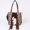 ADBG1086 American Darling Hair-on Cowhide Tote Bag with Hand-Tooled Leather and Fringes