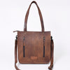 ADBG1086 American Darling Hair-on Cowhide Tote Bag with Hand-Tooled Leather and Fringes