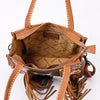 ADBG1086 American Darling Hair-on Cowhide Tote Bag with Hand-Tooled Leather and Fringes