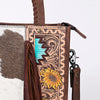ADBG1086 American Darling Hair-on Cowhide Tote Bag with Hand-Tooled Leather and Fringes