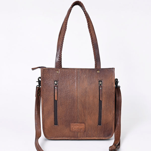 ADBG1086 American Darling Hair-on Cowhide Tote Bag with Hand-Tooled Leather and Fringes