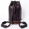 LC-ADBGZ743 Hair-On Cowhide & Tooled Leather Backpack - Western Drawstring Cowgirl Bag