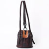 LC-ADBGZ746 Brown Leather Mini Backpack with Tooled Flap - Western Cowgirl Daypack