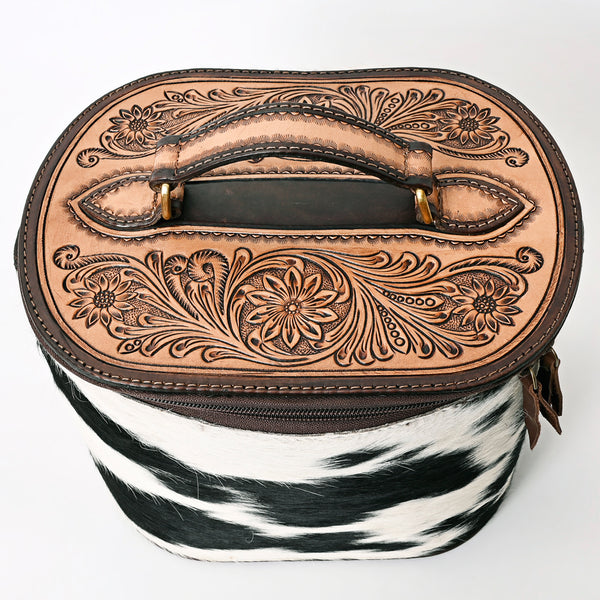ADBGA411 American Darling Hair-On Hide Jewelry Case with Tooled Leather Top and Spacious Interior