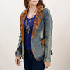 ADBZ029 Hand-Beaded Genuine Suede & Denim Western Blazer for Boho Style