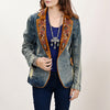 ADBZ029 Hand-Beaded Genuine Suede & Denim Western Blazer for Boho Style