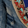 ADBZ031 Luxury Denim Blazer Featuring Multi-Color Beaded Genuine Suede Accents