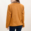 ADBZ033 Mustard Fabric Western Blazer with Hand-Tooled Harness Leather Trim
