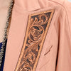 ADBZ037 Tailored Soft Peach Fabric Western Jacket with Genuine Leather Accents