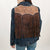 ADBZ044 Premium Denim Jacket Featuring Floral Carved Harness Leather Lapels