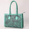 ADBGZ757 Tall Western Tote - Hand Tooled Leather Bag with Braided Handles