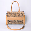 ADBGZ762A Slim Western Tote - Hand Tooled Tan Leather Bag with Panel Design