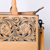 ADBGZ762A Slim Western Tote - Hand Tooled Tan Leather Bag with Panel Design