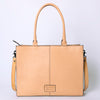 ADBGZ762A Slim Western Tote - Hand Tooled Tan Leather Bag with Panel Design