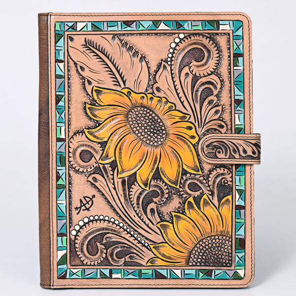 ADBG1040 American Darling Hand-Tooled Floral Genuine Leather Western Portfolio Bag