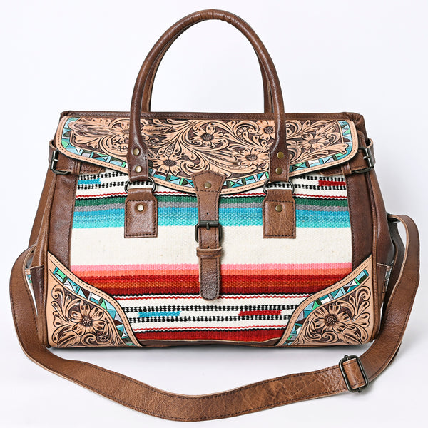 ADBG1191 American Darling Western Duffel Bag Hand Tooled Leather Saddle Blanket