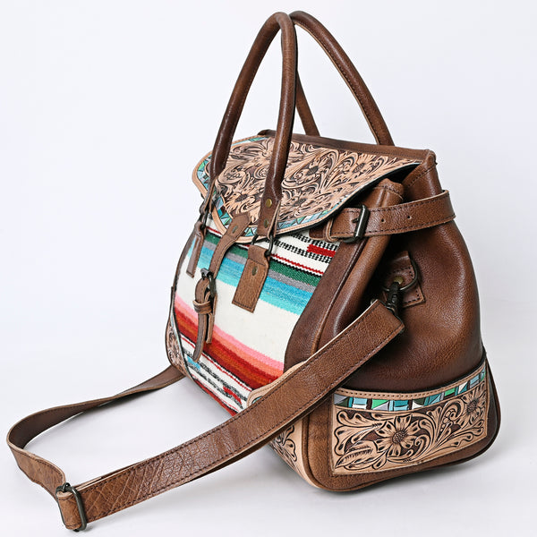 ADBG1191 American Darling Western Duffel Bag Hand Tooled Leather Saddle Blanket