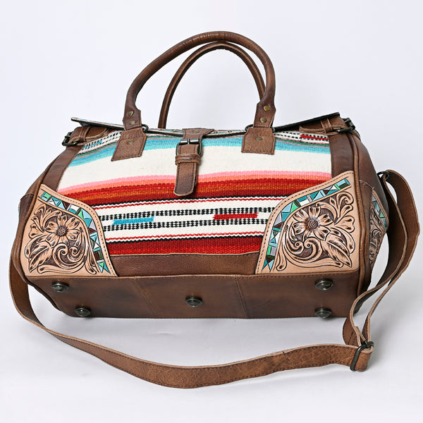 ADBG1191 American Darling Western Duffel Bag Hand Tooled Leather Saddle Blanket