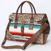 ADBG1191 American Darling Western Duffel Bag Hand Tooled Leather Saddle Blanket
