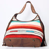 ADBG803 American Darling Hand Tooled Leather Hobo Bag with Hand Woven Saddle Blanket and Fringes