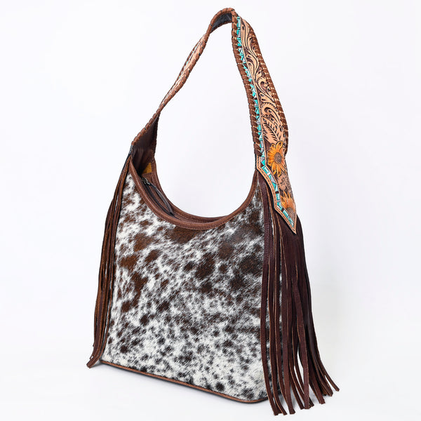 ADBG803 American Darling Western Hobo Bag Hair-On Cowhide & Tooled Leather Shoulder Purse