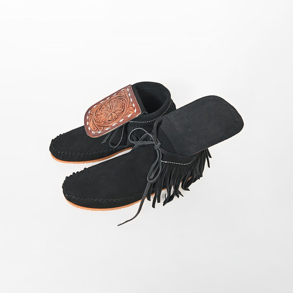 ADFT184 American Darling Hair on Hide Harness Leather Tooled Moccasins